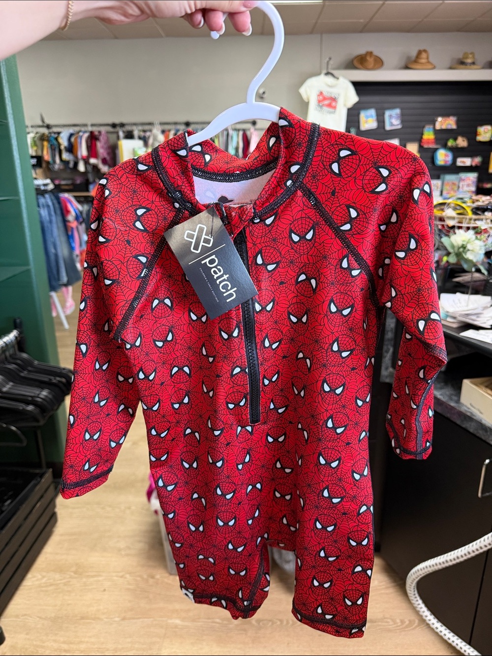 George Hats Red SpiderMan-Print Long-Sleeve Kids Rashguard